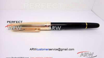 Perfect Replica Mont Blanc Fountain Pen Meisterstuck Rose Gold Clip Black For Sale